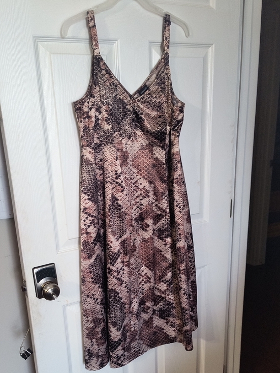 torrid Dresses & Skirts - torrid Brown and Black Snake-Print Satin Midi Dress